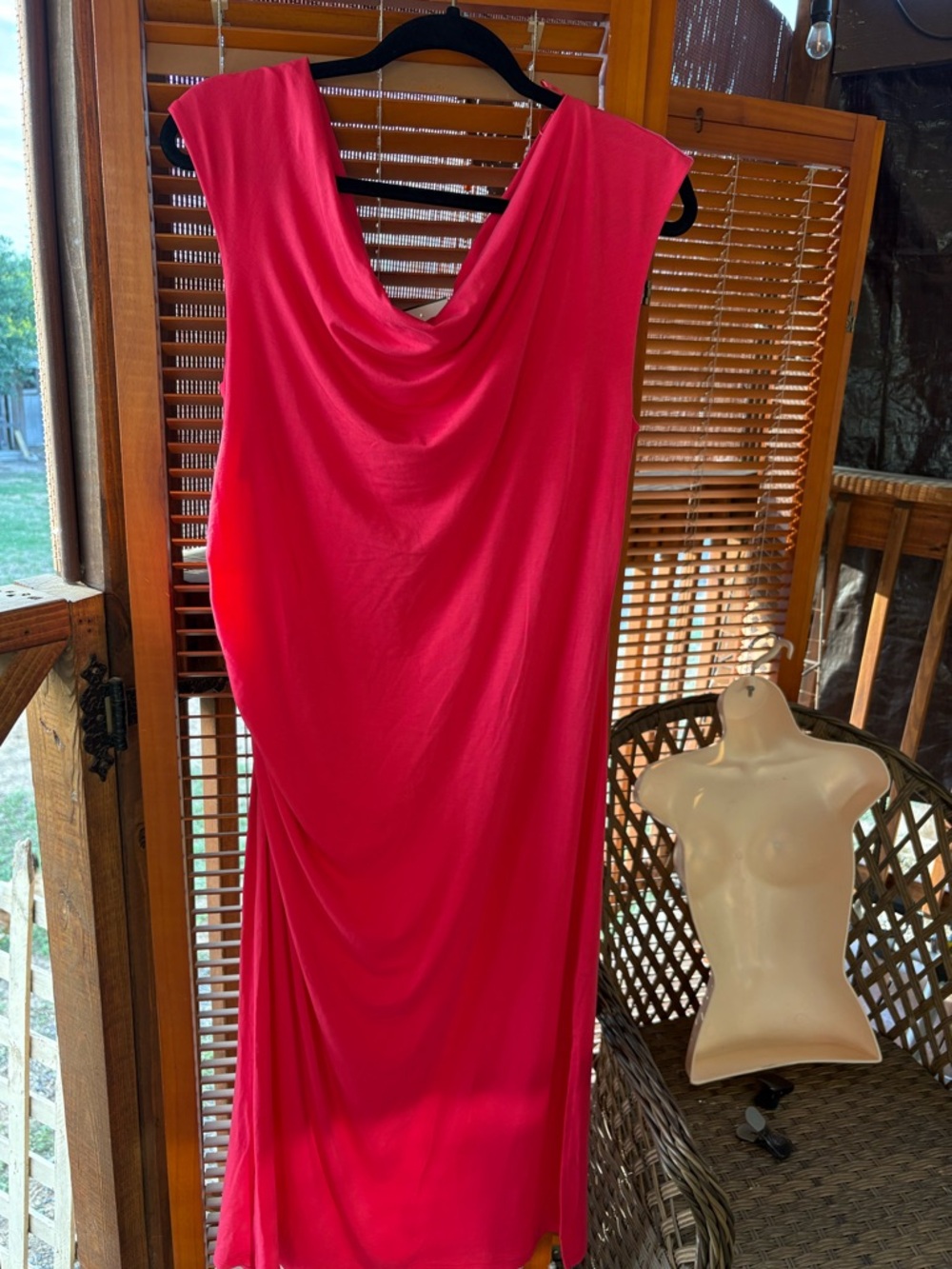 a new day One-Shoulder Draped Cowl Dress in Hot Pink